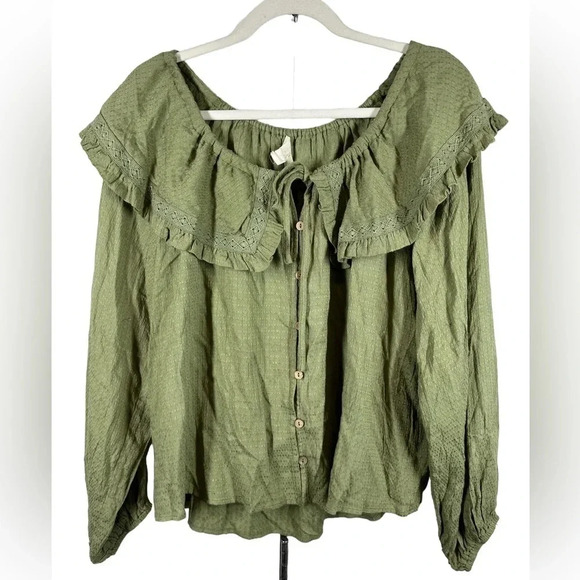 Promesa NWT ‎ Prairie Collar Green Button Front size Small NWT Feminine Girlie - Picture 1 of 11
